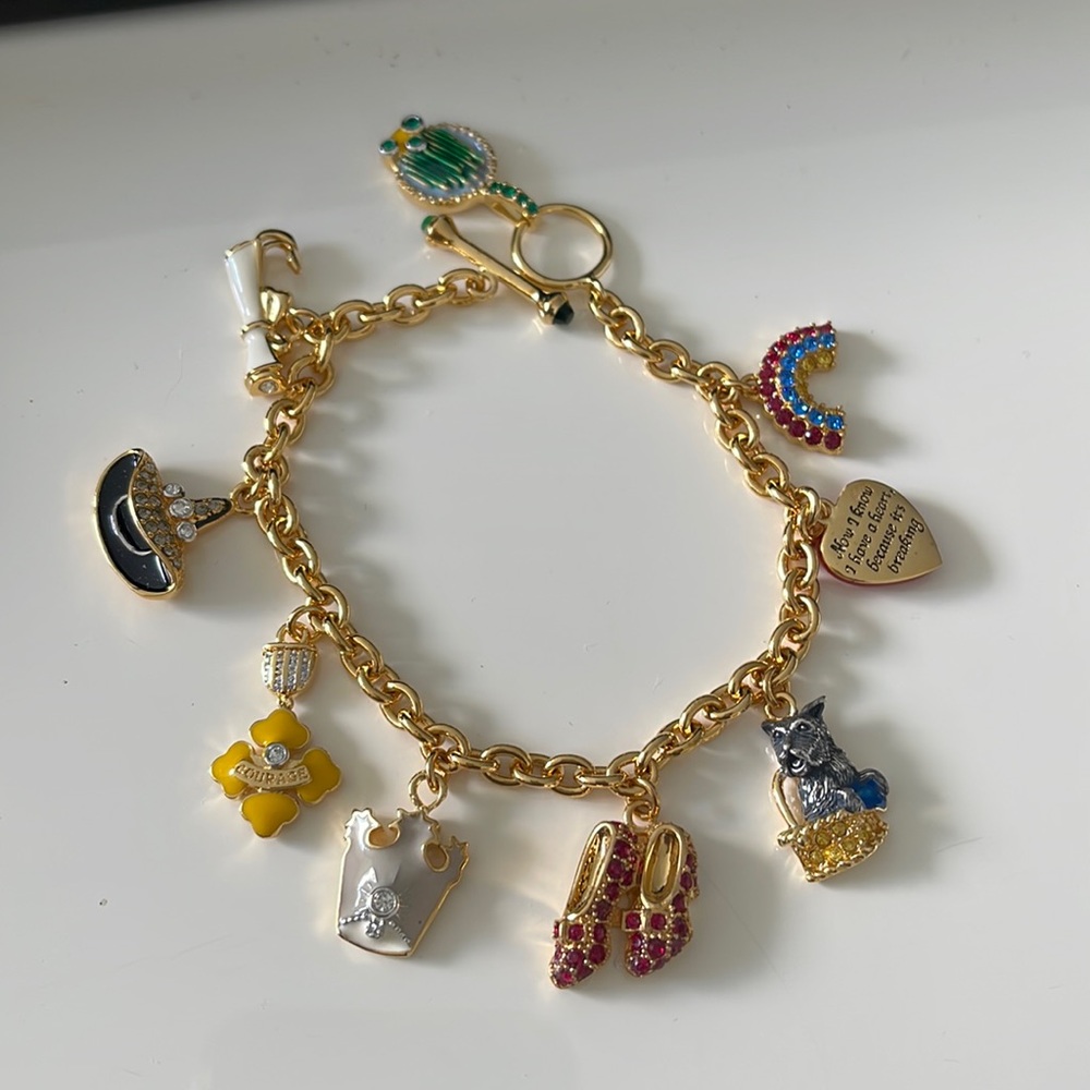 Bradford Exchange WIZARD of OZ Gold Plated Multi Color Sparkly Charm Bracelet
